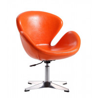 Manhattan Comfort AC038-TR Raspberry Tangerine and Polished Chrome Faux Leather Adjustable Swivel Chair